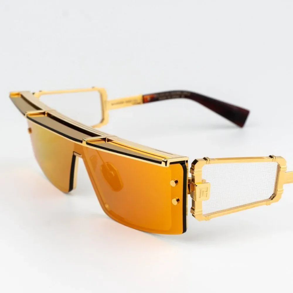 Balmain Men Sunglasses Gold Red Mirror Shield WONDER BOY - III BPS-127C-145